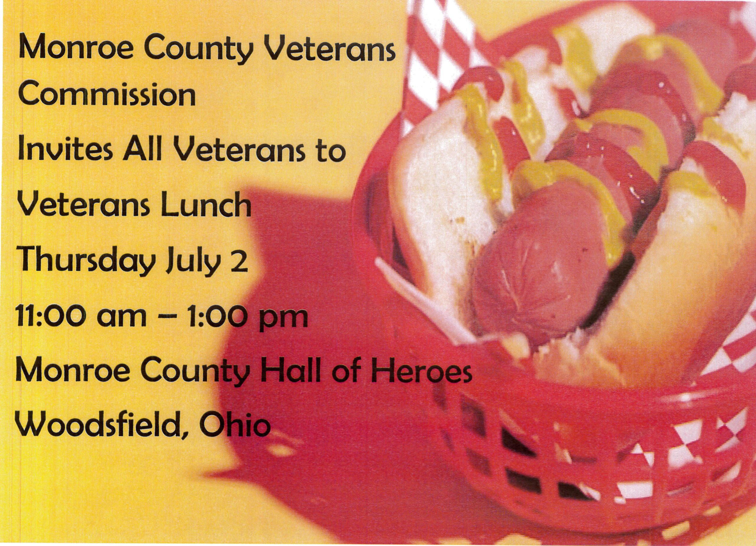 Veterans Lunch Thursday July 2 11:00 – 1:00
